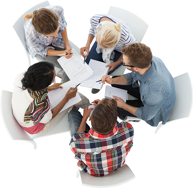 Group of people meeting in a circle