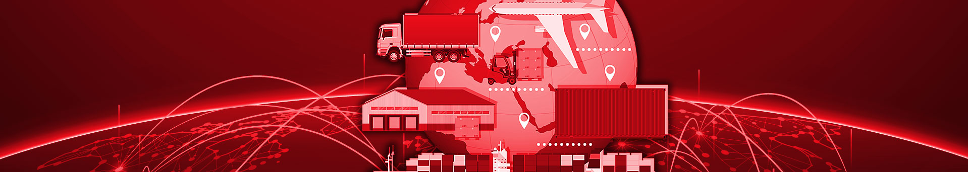 logistics coordination infographic, shaded red